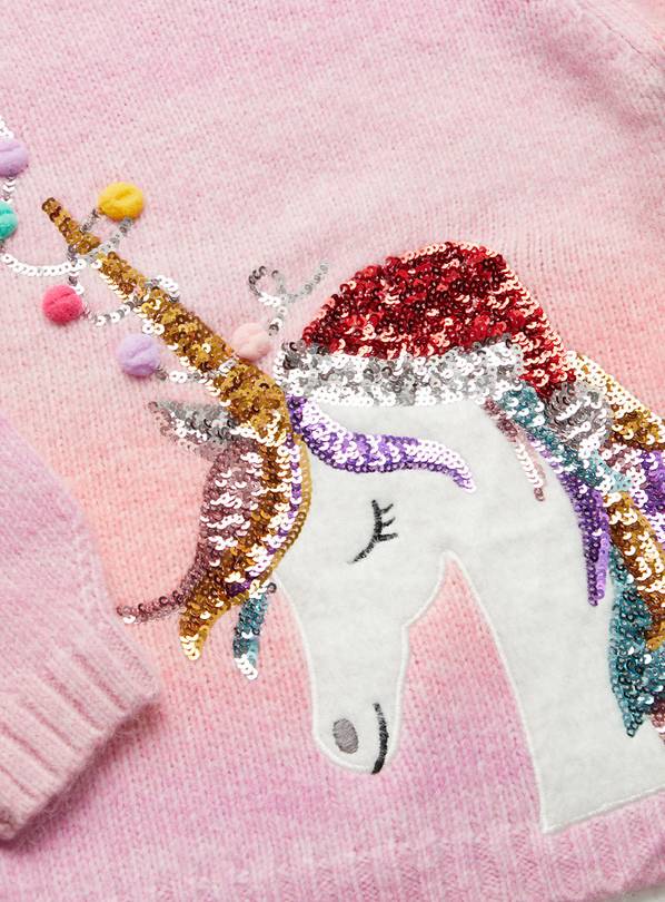 Buy Pink Sequin Unicorn Christmas Jumper 3 years Jumpers and